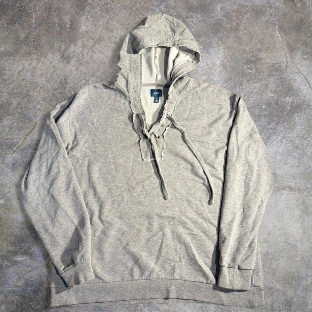 JAG Gray Lace Up Hoodie Sweatshirt Mens Large Casual Minimalist‎ Athleisure